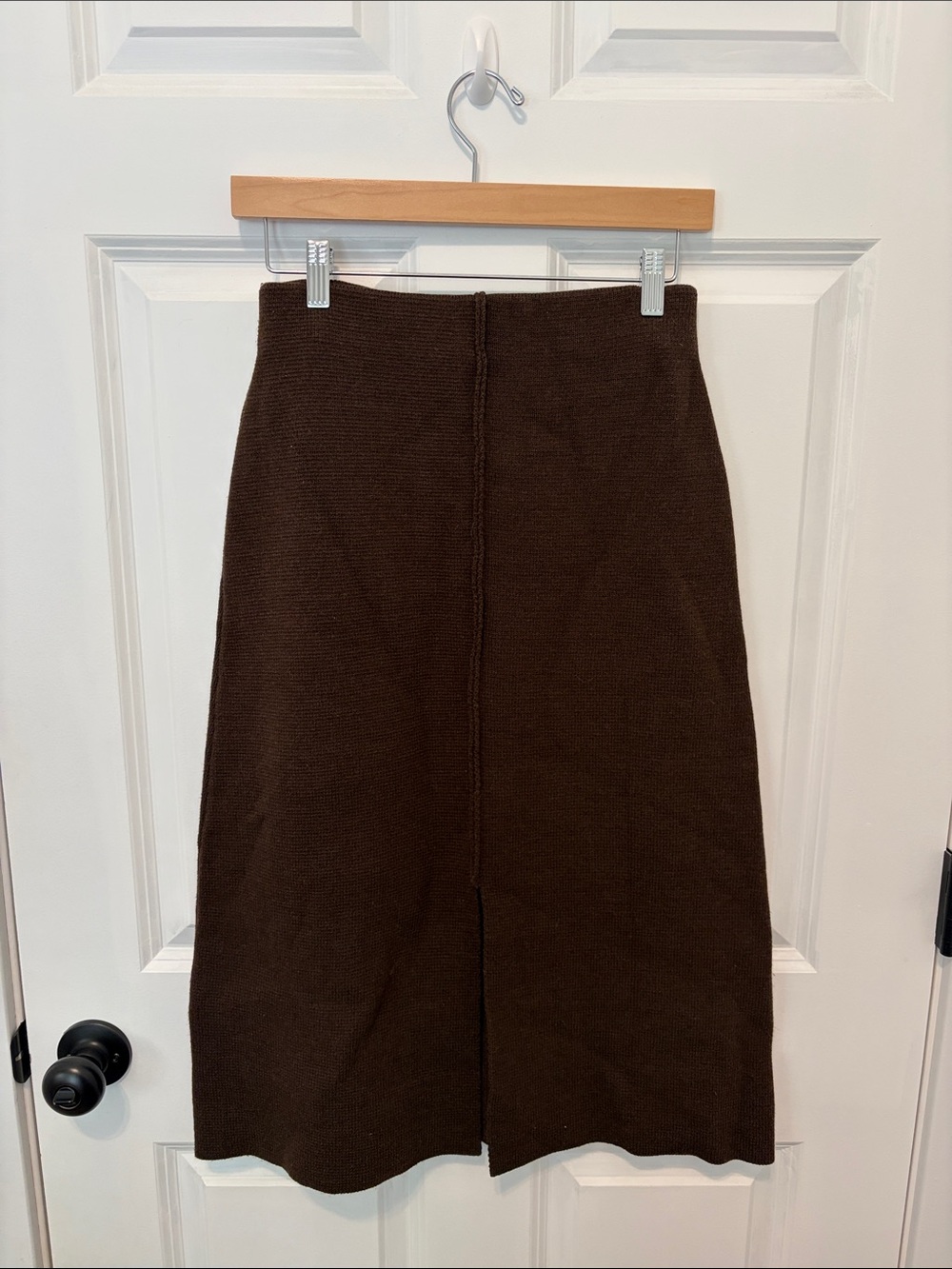 Zara Dark Chocolate Brown Knit Midi Skirt